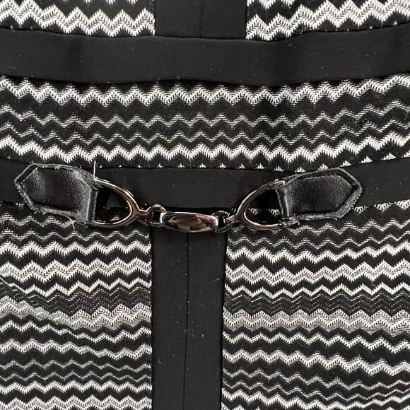 Joseph Ribkoff Knit Dress Womens 12 Black White Zig Zag Stretch Mod Retro Glam - Picture 3 of 12